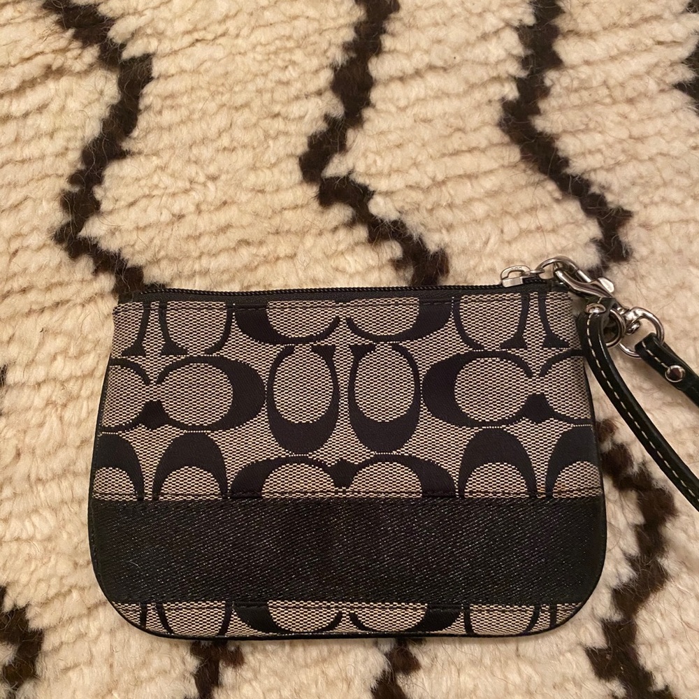 Coach wristlet - black signature jacquard. New